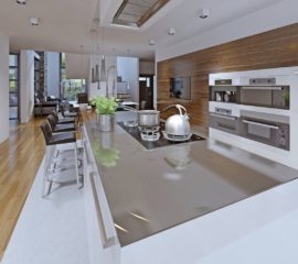 Comfortable kitchen in a private house. 3D render